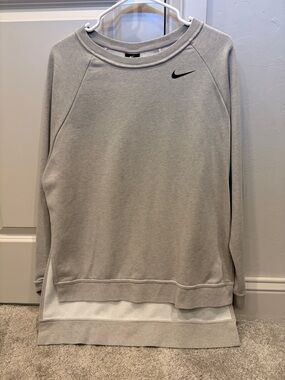 Nike Light Grey women’s  Crewneck Sweatshirt with Black Swoosh